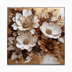 Big flowers in gold 3 Canvas Print