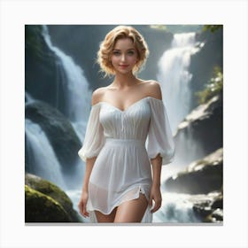 Beautiful Woman In A White Dress 2 Canvas Print