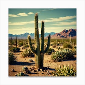 Leonardo Lightning Desert Cactus Photo Art 0 Canvas Print