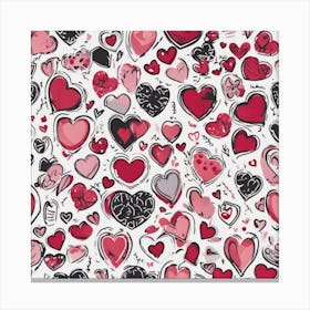 Hearts On A White Background Canvas Print