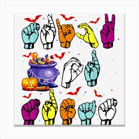 Hand Signs Halloween Spooky Bats Canvas Print