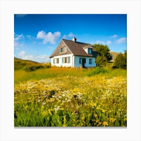 Firefly Charming House In A Blooming Summer Meadow 9479 (2) Canvas Print