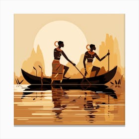 Two People In A Canoe Canvas Print