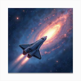 Shuttle Ascending With A Watercolor Swirling Star Nebula 1 Canvas Print