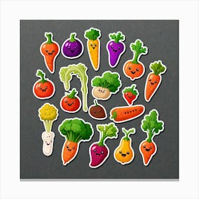 Vegetable Stickers Canvas Print