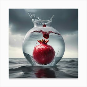 Pomegranate In Water Canvas Print