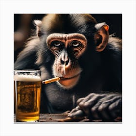 Monkey Smoking A Cigarette Canvas Print