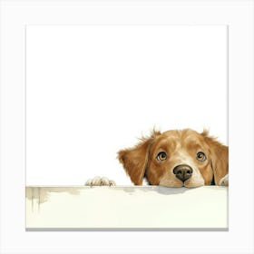 Dog Peeking Over The Wall 10 Canvas Print