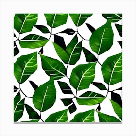 Seamless Pattern With Green Leaves Canvas Print