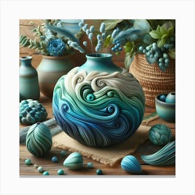 flower Vase blue colour Canvas Print