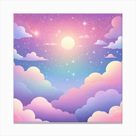 Sky With Twinkling Stars In Pastel Colors Square Composition 45 Canvas Print