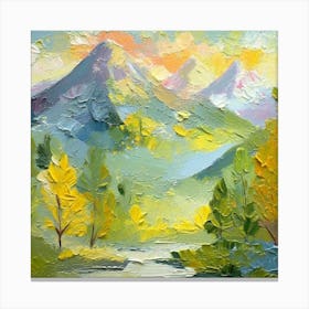 Firefly An Illustration Of A Beautiful Majestic Cinematic Tranquil Mountain Landscape In Neutral Col (11) Canvas Print