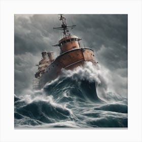 Ship Is In The Middle Of The Sea Canvas Print