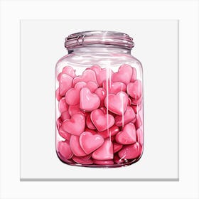 Pink Hearts In A Jar 8 Canvas Print