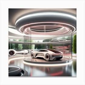 Futuristic Car Showroom Canvas Print