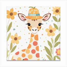 Floral Baby Giraffe Nursery Illustration (18) 1 Canvas Print