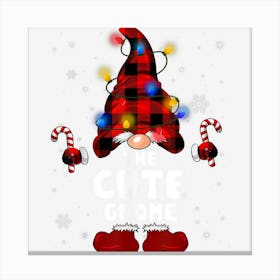 The Cute Gnome Buffalo Plaid Christmas Tree Light Funny Canvas Print