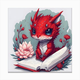 Red Dragon Reading A Book 2 Canvas Print