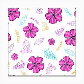 Flowers Leaves Pattern Art Bloom Canvas Print