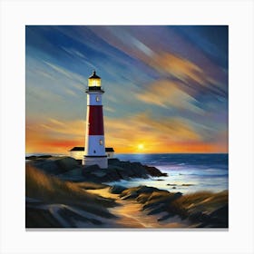 Lighthouse At Sunset Canvas Print