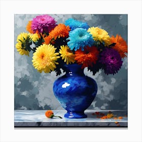 Colours of the Rainbow, Still Life with Chrysanthemums Canvas Print