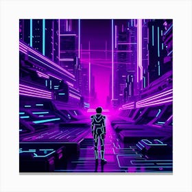 Tron In A Vast Network Of A Computer Generated World  Canvas Print
