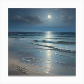 Moonlight At The Beach Canvas Print