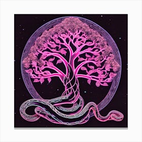 Pink Tree With Snakes Canvas Print