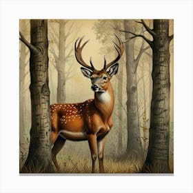 Deer In The Woods 31 Canvas Print