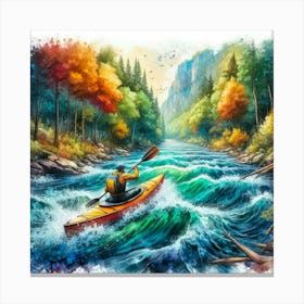 River Kayaking Canvas Print