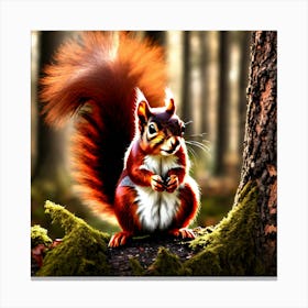 Red Squirrel In The Forest 4 Canvas Print