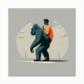 Gorilla On Back Canvas Print