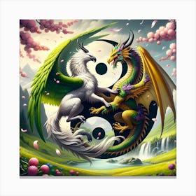 Dragon And Phoenix art Canvas Print