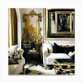 Gold And Black Living Room 1 Canvas Print