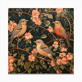 Birds In Bloom Art Canvas Print