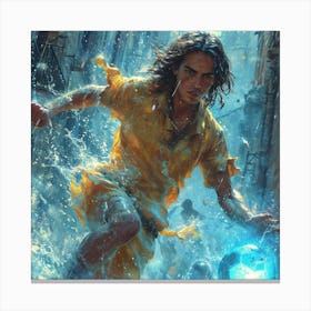 Girl Kicking A Soccer Ball Canvas Print