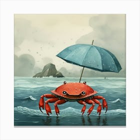 Crab With Umbrella Canvas Print