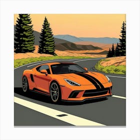 Sports Car Driving Down The Road 1 Canvas Print