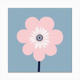 A White And Pink Flower In Minimalist Style Square Composition 717 Canvas Print