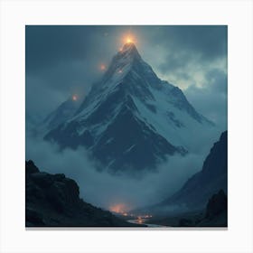 A Mystical Mountain Peak With Ancient Runes Glowing Faintly 1 Canvas Print