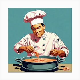 Chef Preparing Shrimp 1 Canvas Print