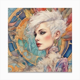 Portrait Of A Woman With Feathers Canvas Print