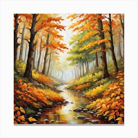 Forest In Autumn In Minimalist Style Square Composition 84 Canvas Print