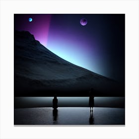 Two People Looking At The Moon Canvas Print
