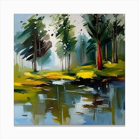 Into The Forest Landscape Abstract Painting Art Print Canvas Print