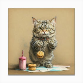 Cat With Cupcakes Canvas Print