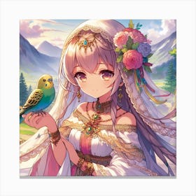 Belle and the parrot Canvas Print
