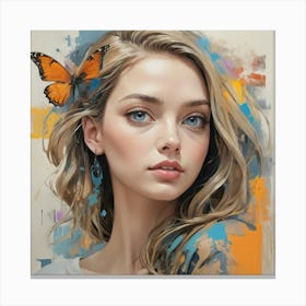 Woman With A Butterfly Art Print Canvas Print