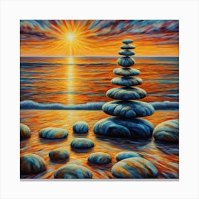 Zen balancing stones at sunset 8 Canvas Print