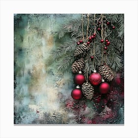 Vintage Holiday Mixed Media 3 Canvas Print